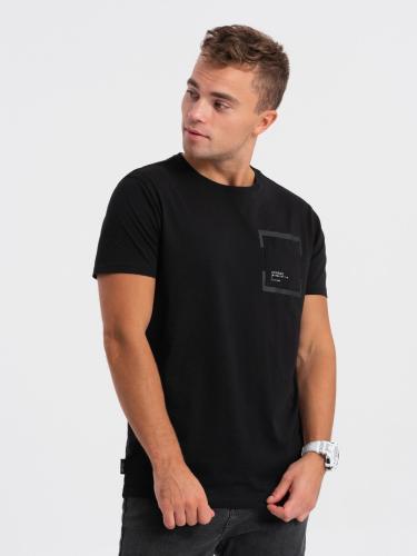 Ombre Men's cotton t-shirt with pocket - black