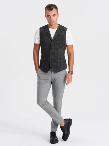 Ombre Men's wool blend blazer with checkered lapels - graphite