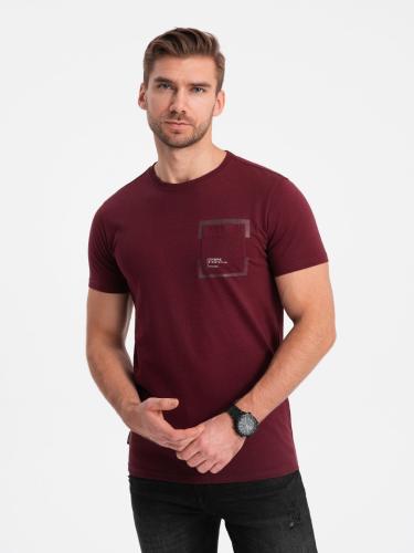 Ombre Men's cotton t-shirt with pocket - maroon