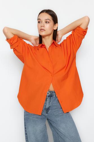 Trendyol Orange Oversize/Wide Fit Woven Shirt