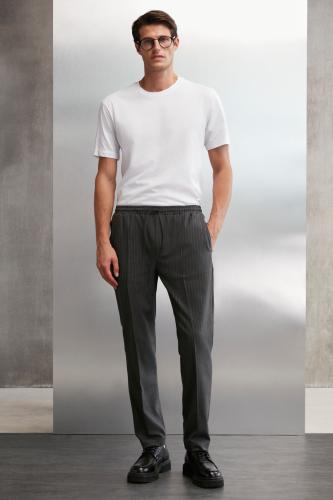 GRIMELANGE Blaz Men's Woven Waist Elastic Slim Fit Cut Cord Pocket Trousers