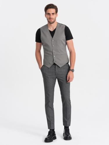 Ombre Men's jacquard casual vest without lapels - gray