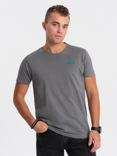 Ombre Men's cotton t-shirt with contrasting thread - gray