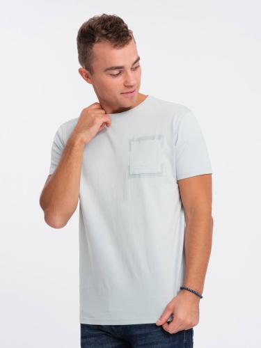 Ombre Men's cotton t-shirt with pocket - light grey