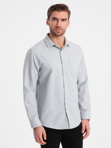 Ombre Men's shirt with pocket REGULAR FIT - light grey melange