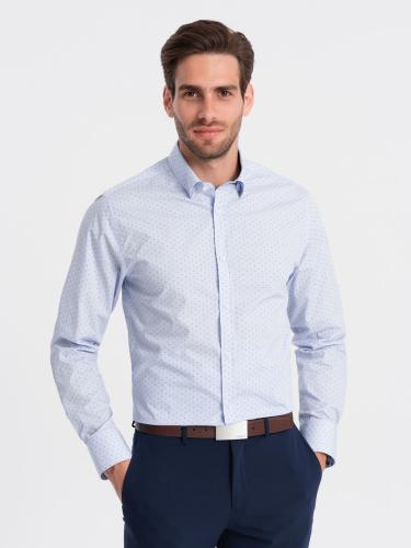Ombre Classic men's cotton SLIM FIT shirt in micro pattern - blue