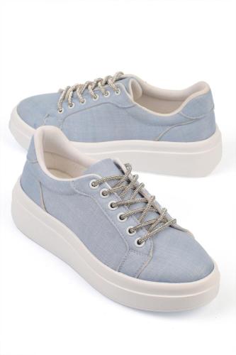 Capone Outfitters Capone Round Toe Lace-Up Light Blue Jeans Women's Sneakers