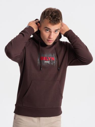 Ombre Men's Classic Printed Kangaroo Sweatshirt - Dark Brown