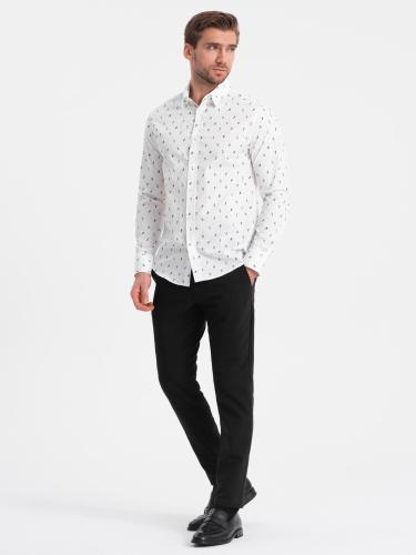 Ombre Men's SLIM FIT patterned cotton shirt - white