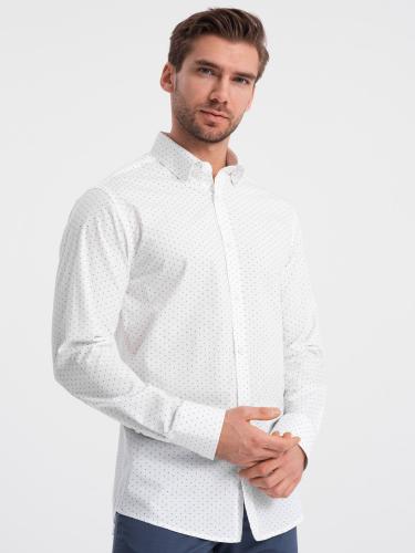 Ombre Classic men's cotton SLIM FIT shirt in micro pattern - white