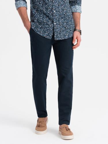 Ombre Men's classic chino pants with fine texture - navy blue