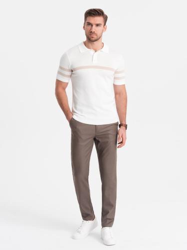 Ombre Men's classic chino SLIM FIT pants - dark beige