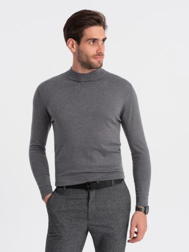 Ombre Men's knitted half-golf with viscose - grey melange