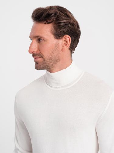 Ombre Men's knitted fitted turtleneck with viscose - ecru