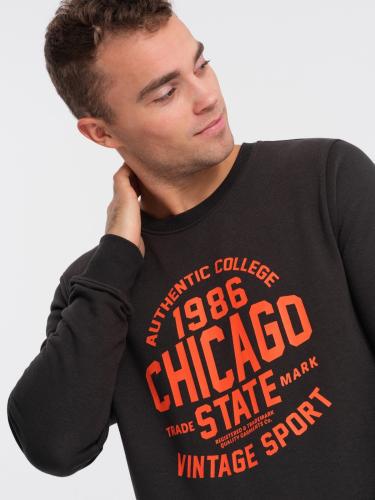 Ombre Men's collegiate print sweatshirt - dark brown