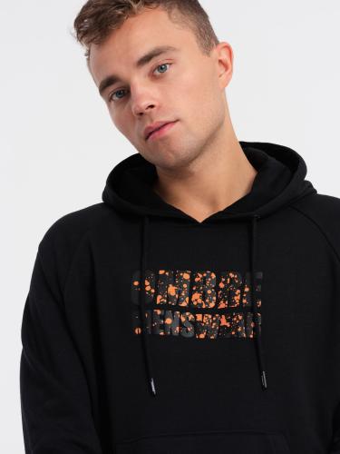 Ombre Men's kangaroo sweatshirt with hood and print - black