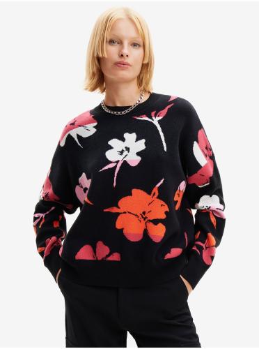 Red-black women's floral sweater Desigual Luca - Women