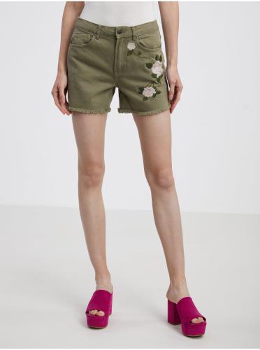 Khaki Womens Denim Shorts CAMAIEU - Women