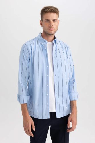 DEFACTO Modern Fit Woven Striped Long Sleeve Shirt