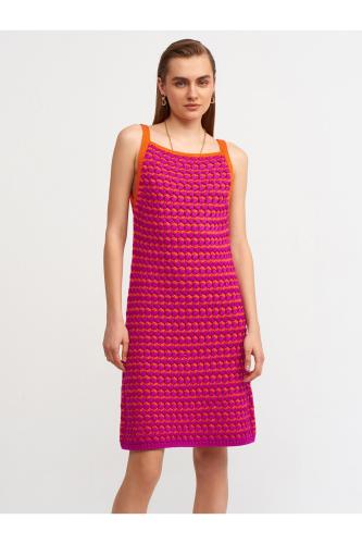 Dilvin 90115 Χοντρή υφή πλεκτά φόρεμα-βατόμουρο