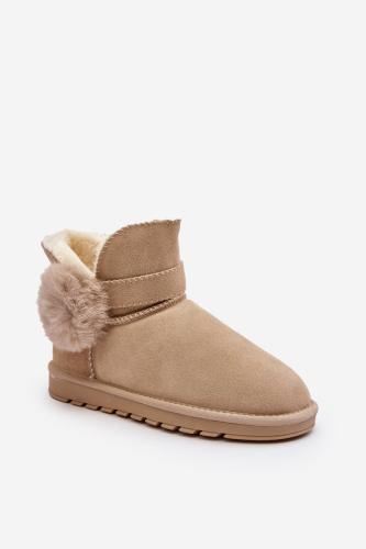 Beige women's suede snow boots Eraclio with cutouts