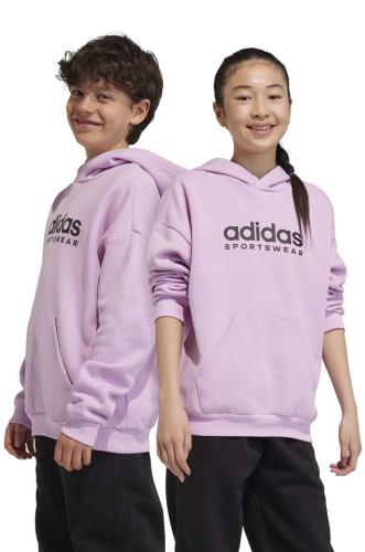 Παιδική μπλούζα adidas χρώμα: μοβ, με κουκούλα