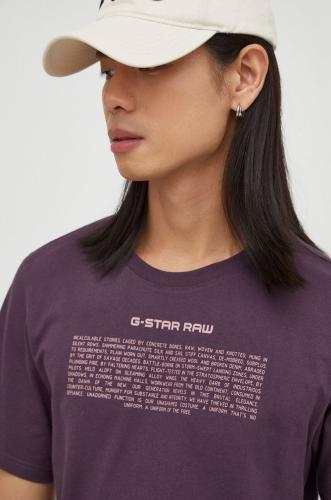 Βαμβακερό μπλουζάκι G-Star Raw ανδρικά, χρώμα: μοβ