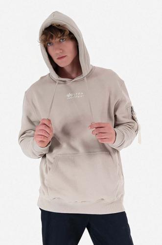 Βαμβακερή μπλούζα Alpha Industries Organics EMB Hoody χρώμα: γκρι, με κουκούλα