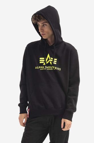 Μπλούζα Alpha Industries χρώμα: μαύρο, με κουκούλα