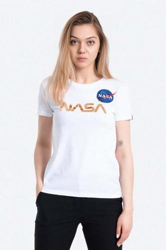 Βαμβακερό μπλουζάκι Alpha Industries NASA Pm T χρώμα: άσπρο