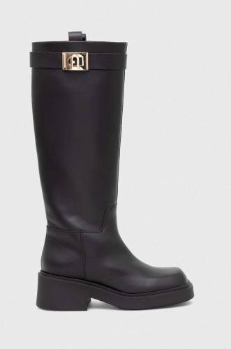 Δερμάτινες μπότες Furla COLLEGE γυναικείες, χρώμα: μαύρο, YG86FCGBX2394O6000