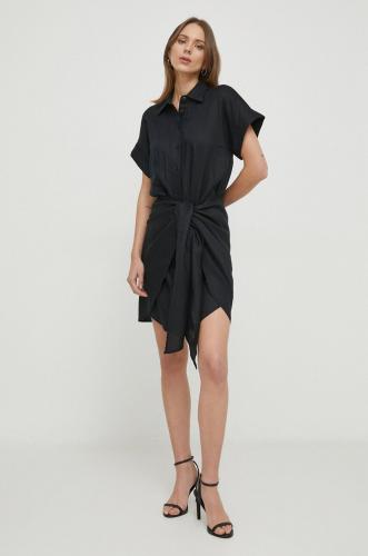 Λινό φόρεμα Lauren Ralph Lauren χρώμα: μαύρο
