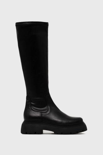 Δερμάτινες μπότες Wojas γυναικεία, χρώμα: μαύρο,