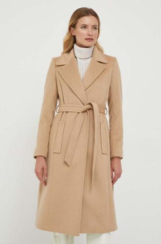 Μάλλινο παλτό Lauren Ralph Lauren χρώμα: μπεζ