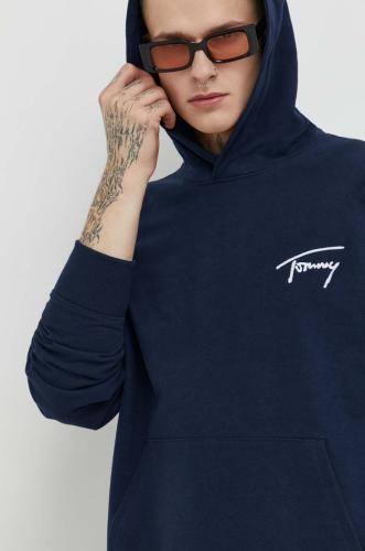 Βαμβακερή μπλούζα Tommy Jeans χρώμα: ναυτικό μπλε, με κουκούλα