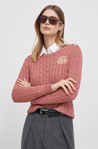 Βαμβακερό πουλόβερ Lauren Ralph Lauren χρώμα: ροζ