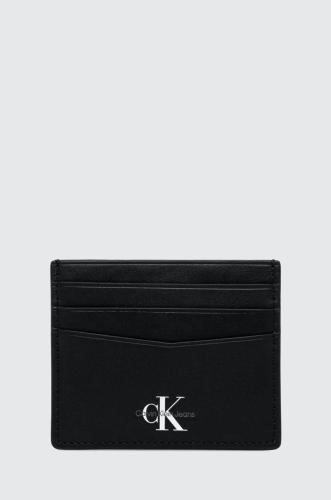 Δερμάτινη θήκη για κάρτες Calvin Klein Jeans χρώμα: μαύρο