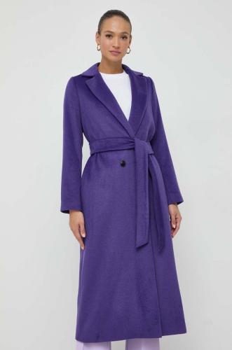 Παλτό από μείγμα μαλλιού Twinset χρώμα: μοβ
