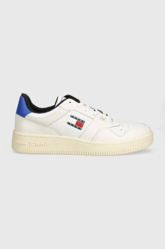 Δερμάτινα αθλητικά παπούτσια Tommy Jeans TJM BASKET COLOR χρώμα: άσπρο, EM0EM01255