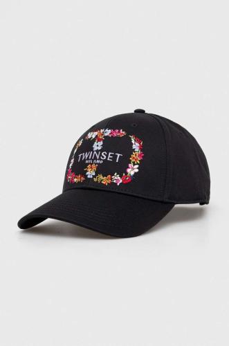 Βαμβακερό καπέλο του μπέιζμπολ Twinset χρώμα: μαύρο