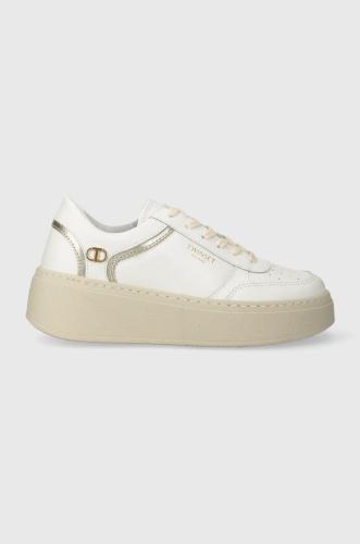 Δερμάτινα αθλητικά παπούτσια Twinset χρώμα: άσπρο, 241TCP060