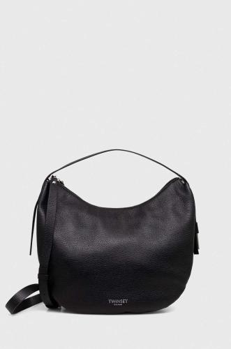 Δερμάτινη τσάντα Twinset χρώμα: μαύρο