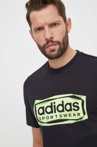 Βαμβακερό μπλουζάκι adidas ανδρικά, χρώμα: μαύρο