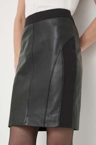 Δερμάτινη φούστα Pinko χρώμα: μαύρο