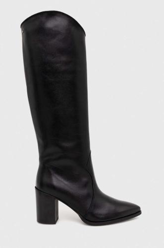Δερμάτινες μπότες Wojas γυναικείες, χρώμα: μαύρο, 7105451
