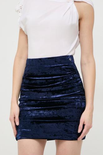 Βελούδινη φούστα Guess χρώμα: ναυτικό μπλε