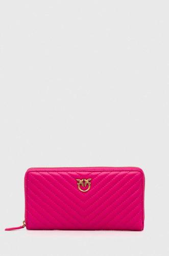Δερμάτινο πορτοφόλι Pinko γυναικεία, χρώμα: ροζ