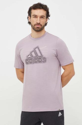 Βαμβακερό μπλουζάκι adidas ανδρικά, χρώμα: μοβ