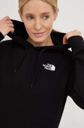 Βαμβακερή μπλούζα The North Face γυναικεία, χρώμα: μαύρο, με κουκούλα