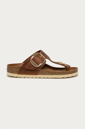 Δερμάτινες σαγιονάρες Birkenstock γυναικείες, χρώμα: καφέ